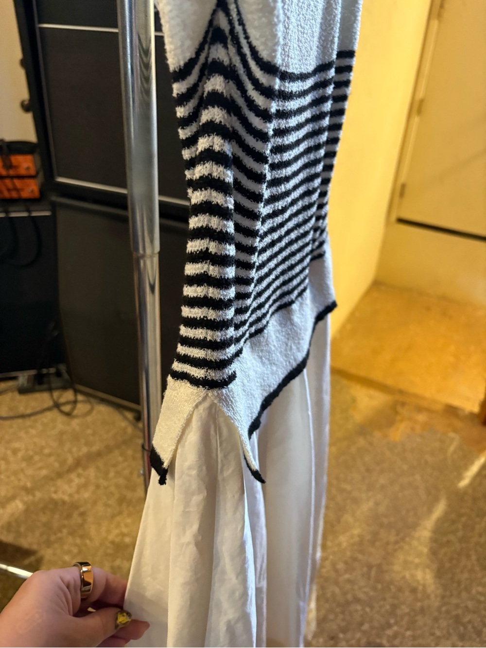 Moon River Striped Knit Top Midi Dress black and cream - Picture 15 of 16
